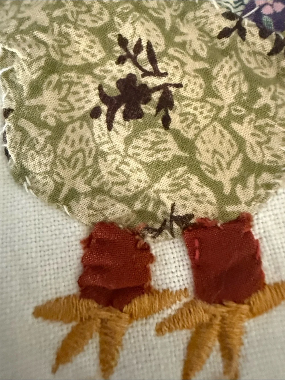 Anthropologie hand towel embroidered, and patchwork chickens